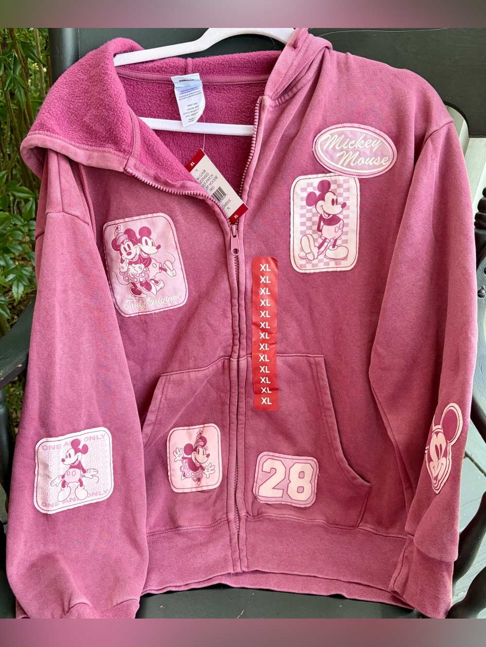 NWT MICKEY & MINNIE MOUSE Pink Zip-Front Hoodie Jacket For Women Size XL